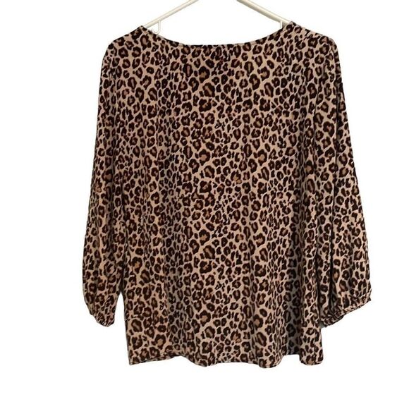 Pink Republic tan cheetah print long sleeve knot detail blouse L - Picture 6 of 9